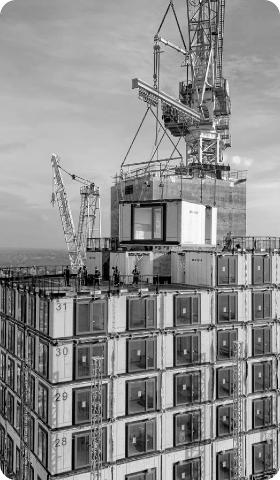 Modular tower under construction